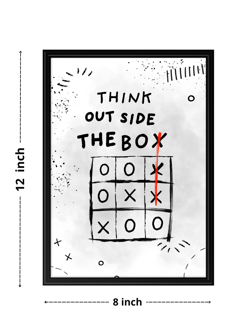 Inspirational Tic-Tac-Toe Wall Framed Art | "Think Outside the Box" Quote