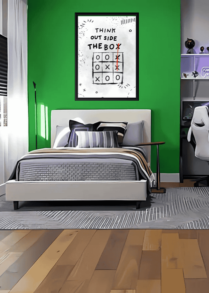 Inspirational Tic-Tac-Toe Wall Framed Art | "Think Outside the Box" Quote