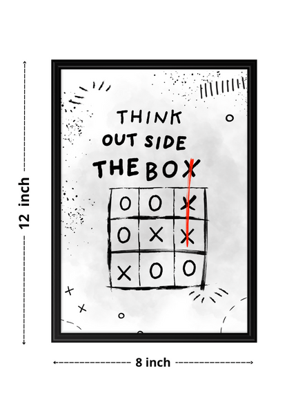Inspirational Tic-Tac-Toe Wall Framed Art | "Think Outside the Box" Quote