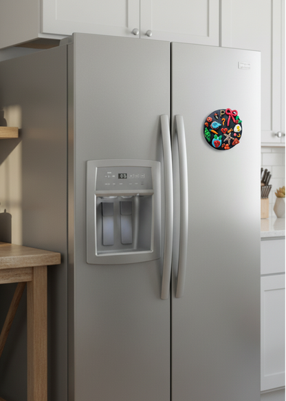 Stainless steel refrigerator with water and ice dispenser in a kitchen setting